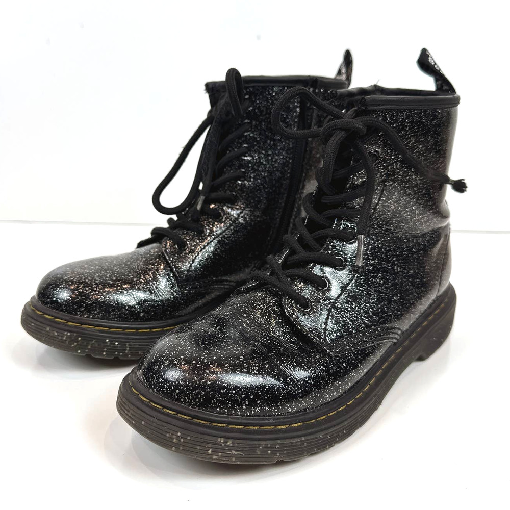 Dr. Martens 1460 Black Cosmic Glitter Lace Up Boots Zipper - Picture 3 of 7